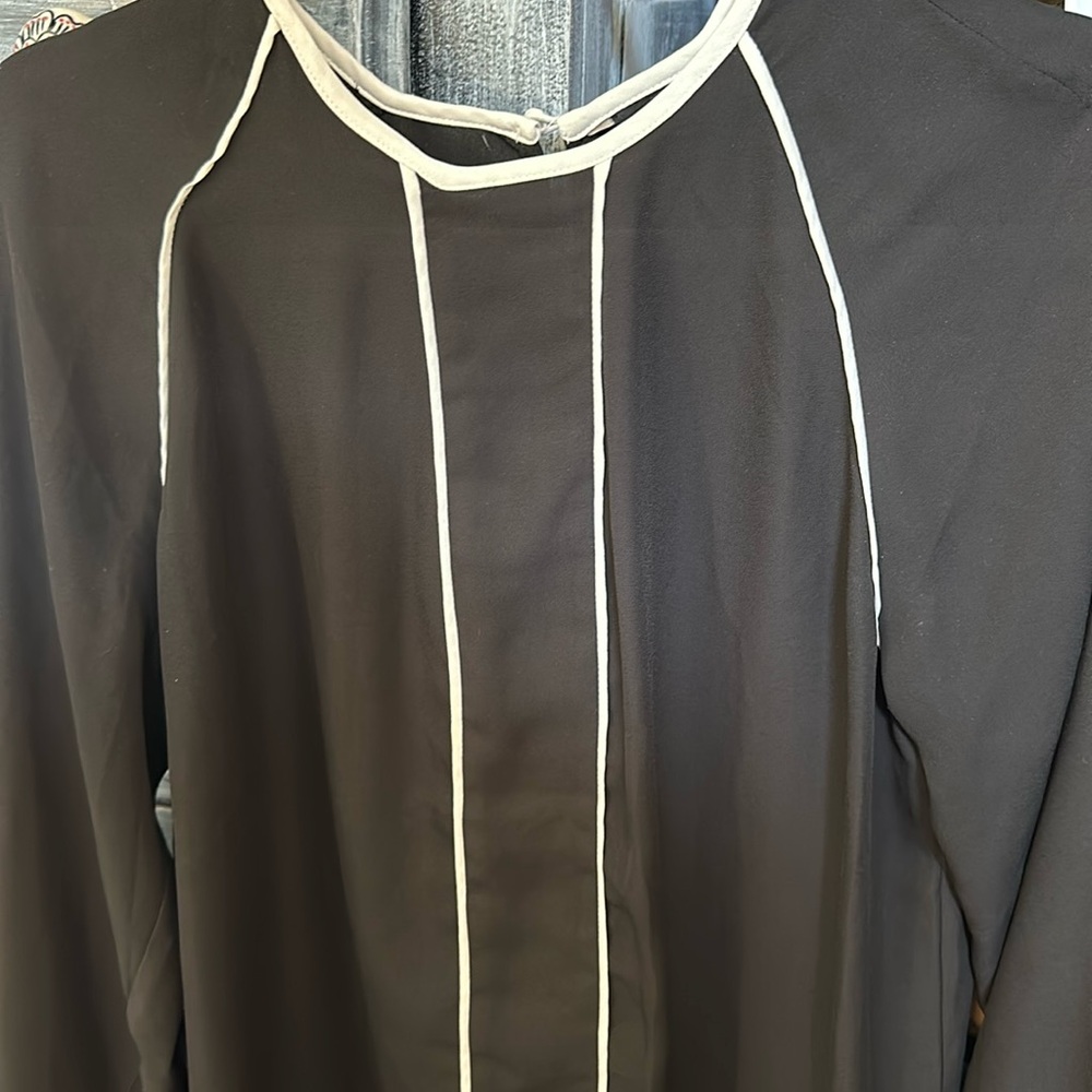 Banana Republic Black Blouse with White Trim